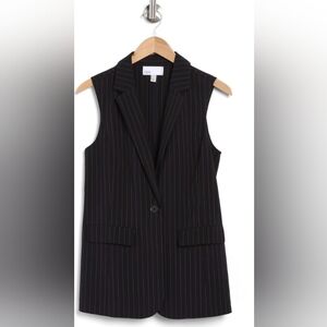 Nordstrom Rack Blue Pinstripe Sleeveless Blazer Vest -size Medium